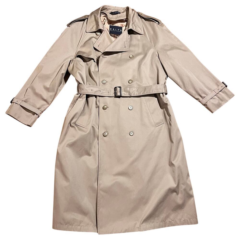 VTG Ralph Lauren Mens Double Breasted Belted Trench Coat Removable Lining; 44L